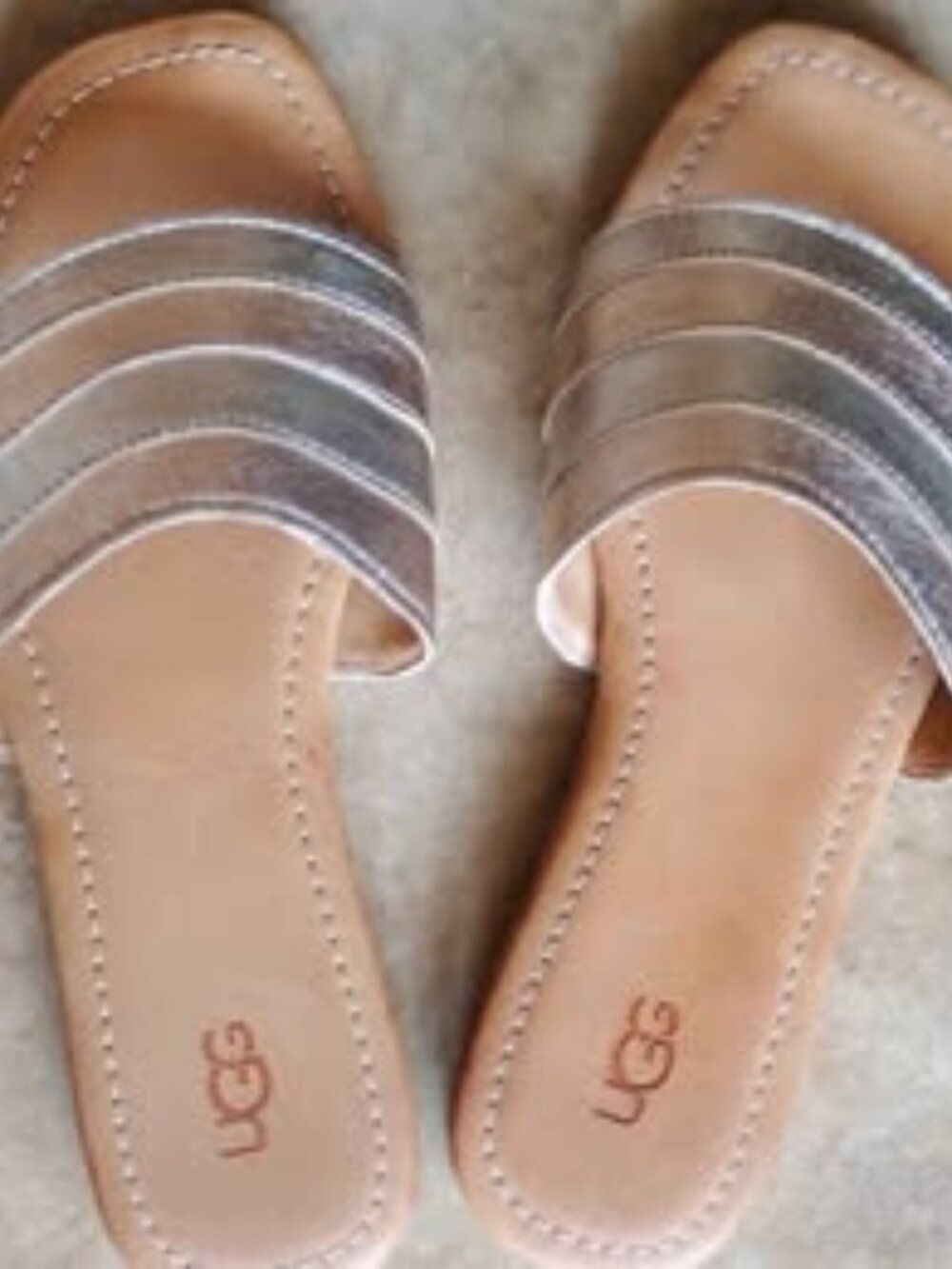 Ugg Women's Zimena Rose Gold Metallic Slide Flat Sandals Size 8.5